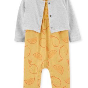 Carter's Just One You - Baby Girl's Lemon Jumpsuit with Cardigan